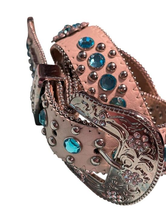 BHW Women’s Rhinestone Studded Leather Western Cowgirl Belt